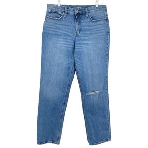 J.Crew Womens Jean Size 31 Tall 90s Classic Straight Leg Distressed Stretch Blue